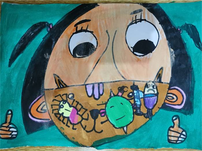 黄心滢 北滘第二幼儿园大四班（图一：和野生动物和谐相处； 图二：医生和护士保护着我们不受病毒侵害；图三：口罩能帮助我们阻挡病毒）.jpg